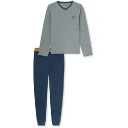 Schiesser Pyjama-Set - Herren - Gr. 56 - blau/gestreift