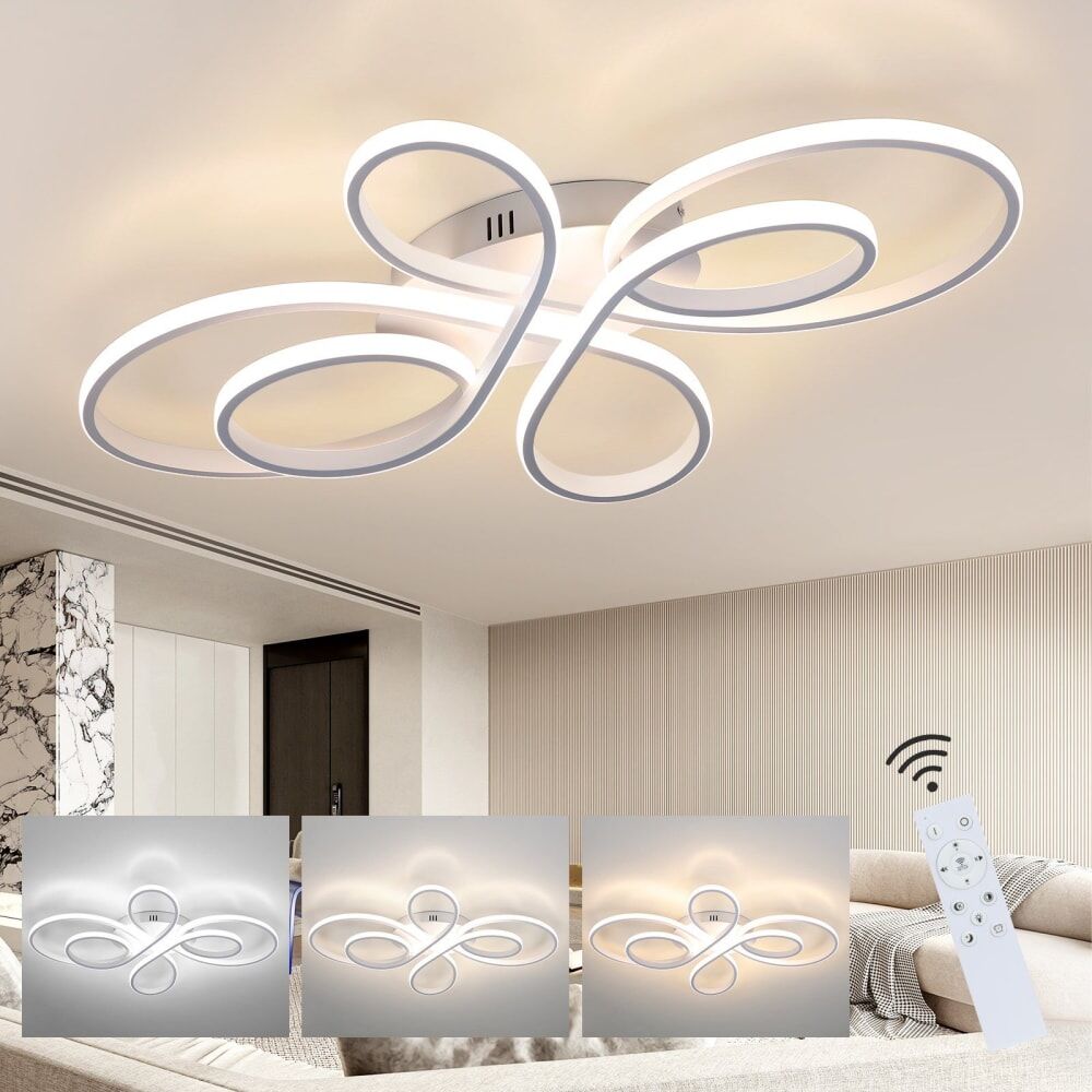 Nettlife Gould - plafonnier led en métal, coloris blanc, l 100 cm Blanc 100x9x58cm