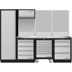 Kraftwerk, Werkstattschrank, Mobilio 4er Kombi, Hochschrank, Lochwand, Edelstahl (48.80 cm, 200 cm)