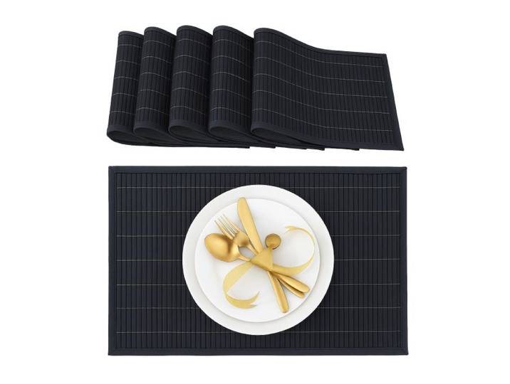 Relaxdays 12 teiliges Tischset schwarz