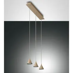 3-flammige Delta LED Pendelleuchte in Gold edelmatt dimmbar mit warmweißem Licht von Fabas Luce