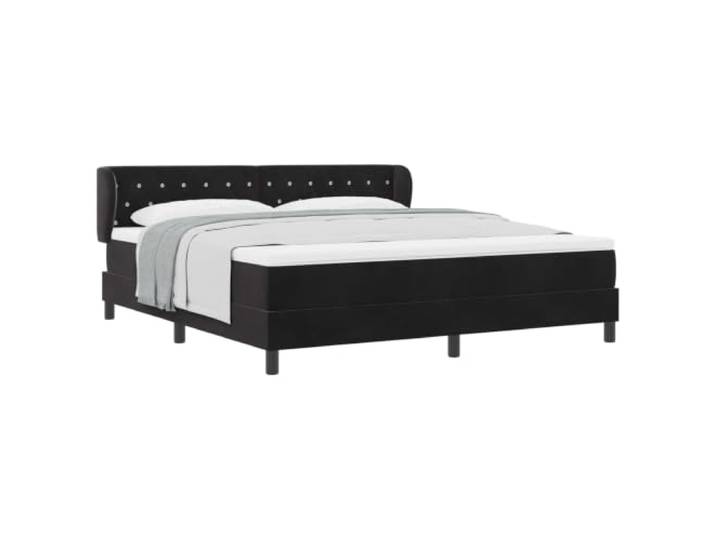 KTHLBRH Boxspringbett mit Kopfteil schwarz 180 x 200 cm Samt Holzgestell, Samtbezug, verstellbares Kopfteil, inklusive Matratze und Topper, Beine: