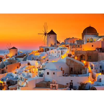 Fototapete PAPERMOON "Santorini Sunset", bunt, B:2m L:1,49m, Vlies, Tapeten