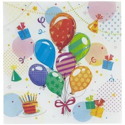 20 Partyservietten Geburtstag Feier Deko Luftballons Festartikel Bunt Motiv