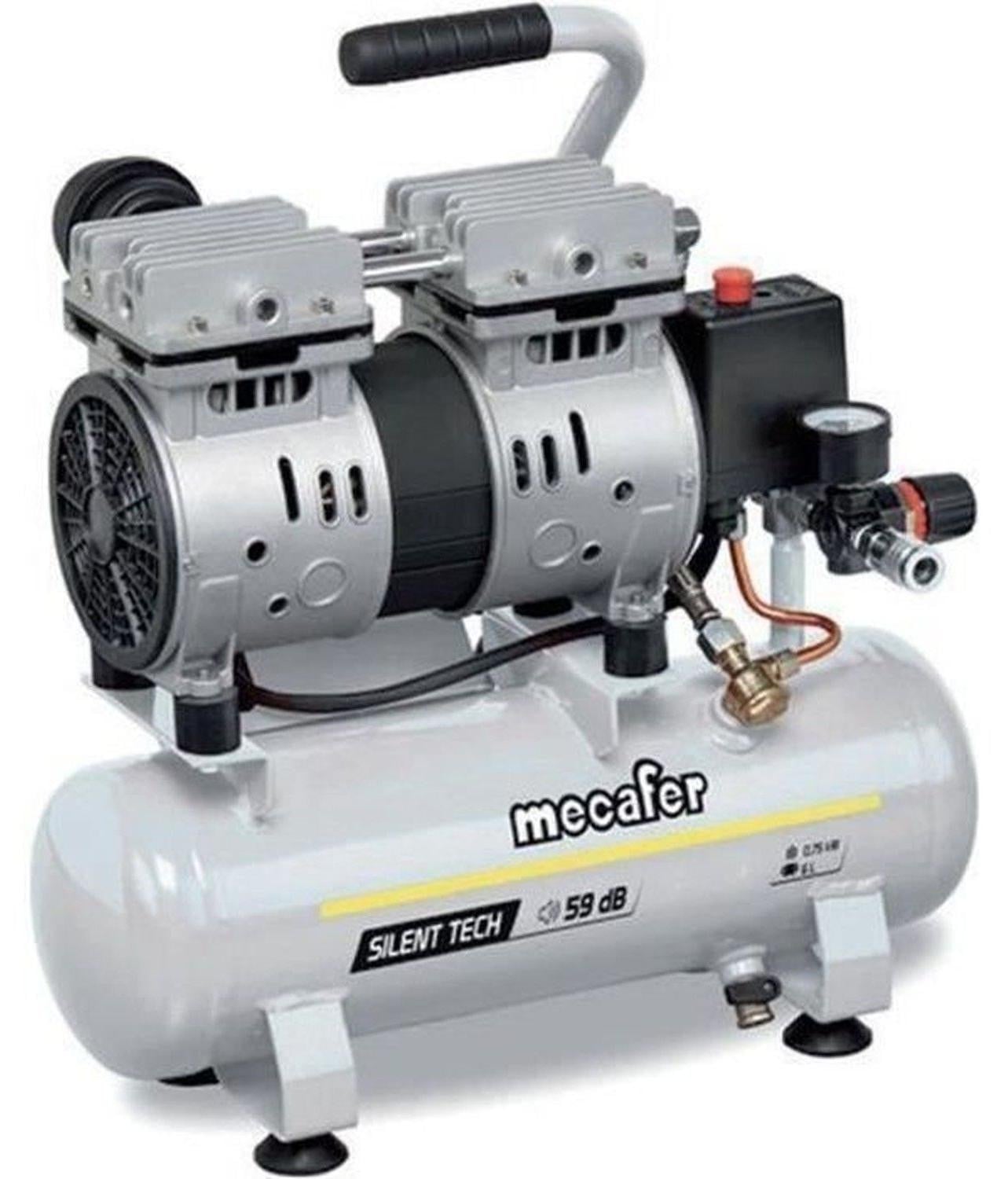 MECAFER Geluiddempende compressor 6 liter, 0,75 pk, 425513