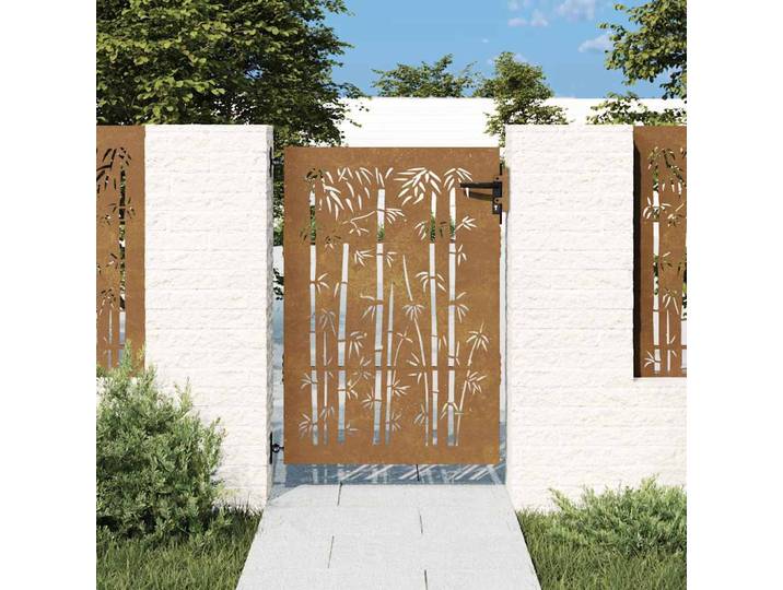 vidaXL Gartentor 85x150 cm Cortenstahl Bambus-Design