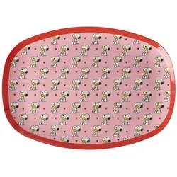 RICE Melamin Rechteckiger Kinderteller mit Snoopy, Pink - 30 x 22 cm