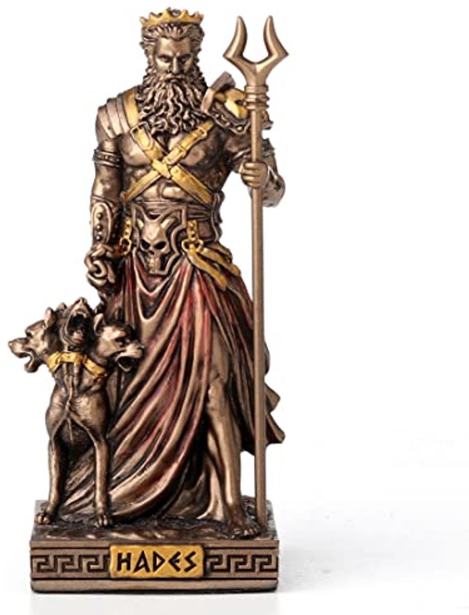 Miniatuurbeeldje Hades Griekse god in brons voor op tafel