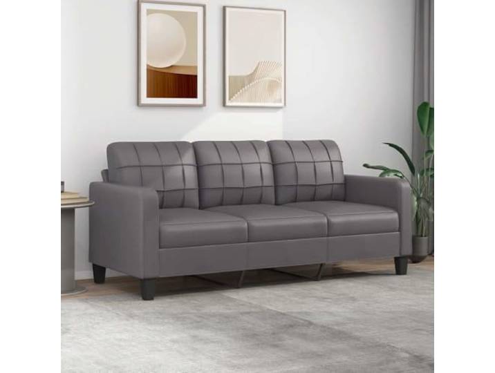 HEFZGDB 3-Sitzer-Sofa Grau 180 cm Kunstleder Langlebig Modern Metallgestell Bequem Schmutzabweisend Luxuriös Stabiles Wohnzimmer Sofa