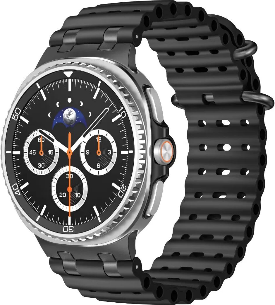 INF Ocean atmungsaktives Silikonarmband mit schwarzer 316 Edelstahl-Schließe, kompatibel mit Samsung Galaxy Watch Schwarz