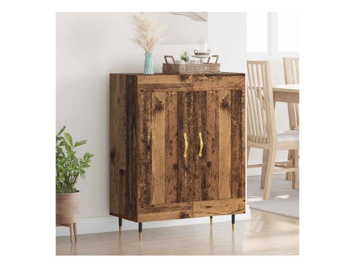 furnicato Sideboard 69,5 x 34 x 90 cm Altholz (1 St), Aufbewahrungsschrank mit 3 Regalböden und Eisenbeinen für Wohnraum