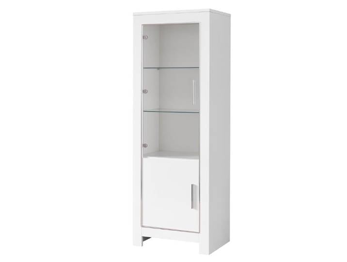 Vitrine 1 porte avec leds Modena laquée blanc - Basika