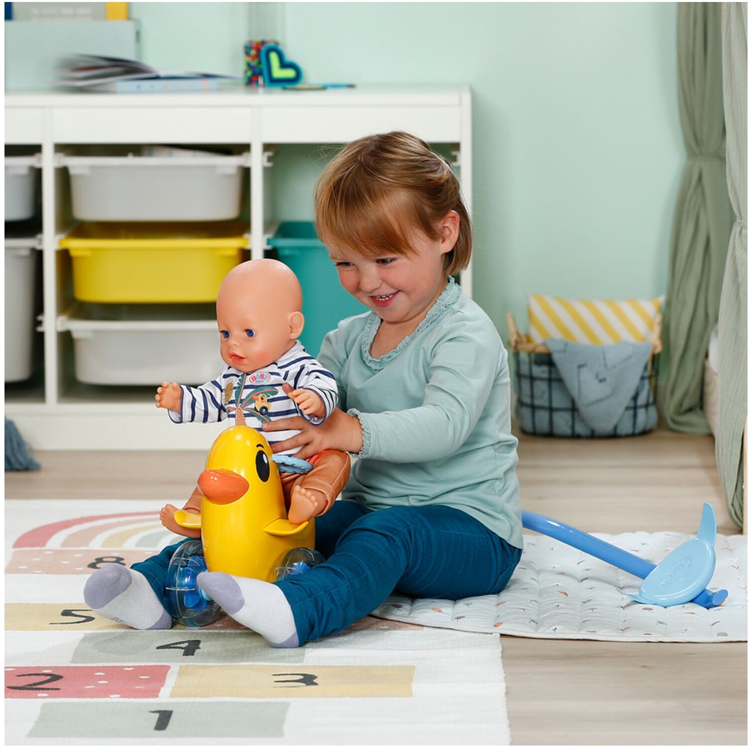 BABY born Push-Along Berta Duck Doll Vehicle for Children, Zapf Creation, Bright Yellow, 36–43 cm