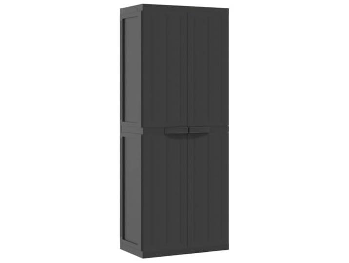 Todiikf Gartenschrank Schwarz 65x37x165 cm Polypropylen Geräteschrank Kompakter Beistellschrank für Balkon, Terrasse und Garten mit verstellbarem Einlegeboden und abschließbarer Tür.