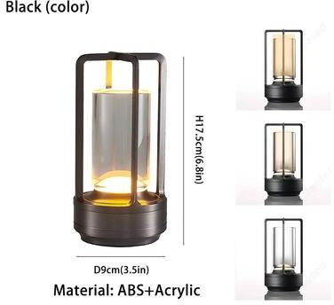 Smart Shopping Spot Rechargeable Cordless Table Lamp LED Rechargeable Desk Lamp With Stepless Dimming And 3 Color Modes black