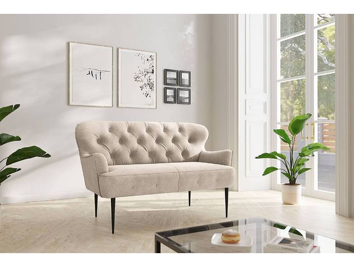 2-Sitzer Sofa Lodging Beige Flachgewebe Euron 153 x 97 x 87cm Landhaus