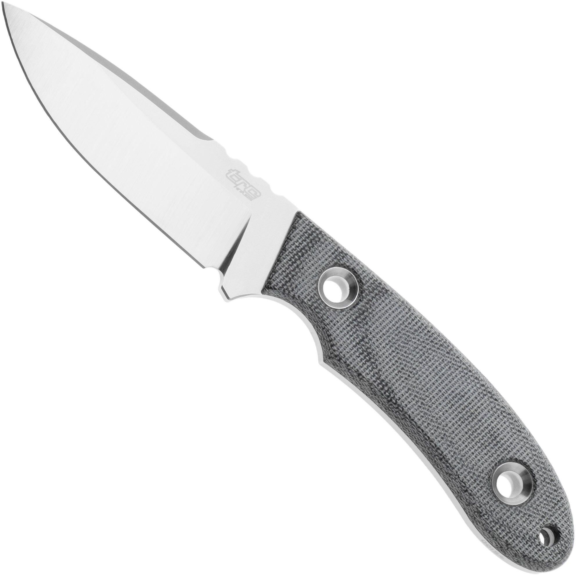 TRC Knives KOSMOS, TI-KOSM-BCM-ST, Satin RWL-34, Black Canvas Micarta, coltello fisso