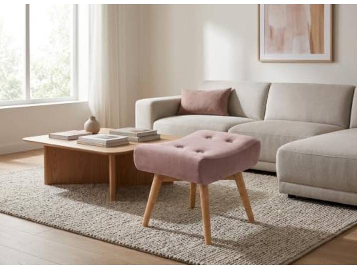 Family Meble Polsterhocker Vika Royal Aura – Fußhocker mit Stoff-Bezug – Rosa · Royal 308