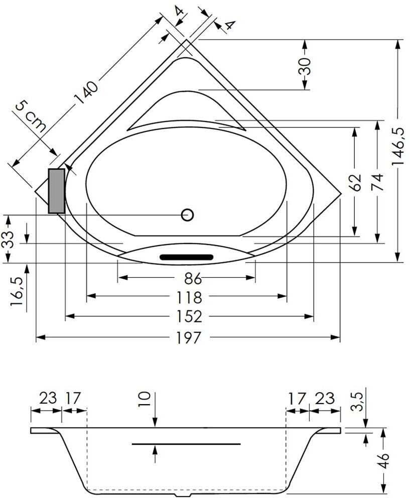 Steinkamp Life Eckbadewanne 140 x 140 cm