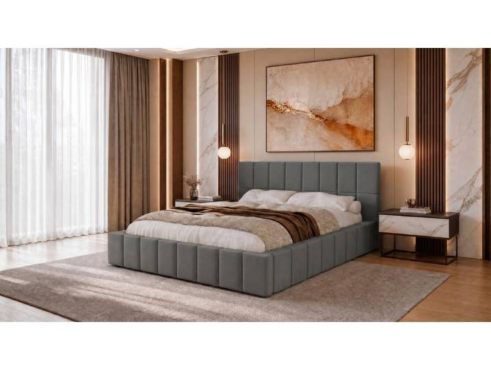 MARPUR Polsterbett ALMA Luxus Polsterbett mit Lattenrost und großem Bettkasten (Polsterbett mit Bettkasten und Kopfteil, Lattenrost, Füße, Anleitung), Gepolstertes Kopfteil für optimalen Lesekomfort & Farben wählbar