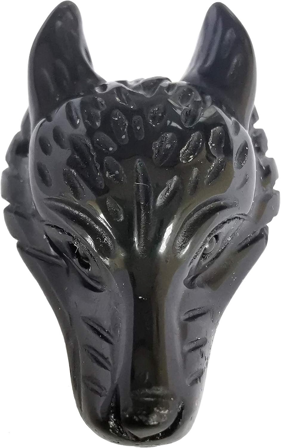 Zwarte Obsidiaan Wolf Hoofd Mini Beeldje - 40mm Helend Kristal