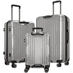 4FLY 3-teiliges Hartschalen-Kofferset »Carbo« silber