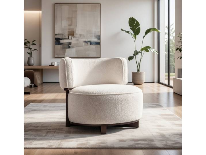 JVmoebel Sessel Moderner Weißer Sessel mit Holzbeinen für Ihr Zuhause (1-St)