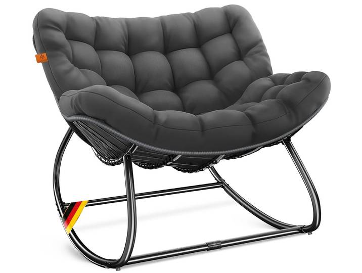 KESSER Schaukelstuhl (maximale Belastung 120kg, witterungsbeständig & mit rutschfesten Füßen), Loungesessel ergonomisches Relaxsessel für Balkon, Garten & Wohnzimmer