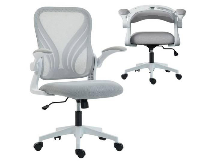 Chaise Bureau Ergonomique Dossier Pliable - Assise Élargie - Accoudoirs Relevables - Maille