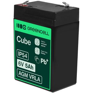 Green-Cell AGM-Batterie VRLA, 6 V, 5 Ah, Faston 4,8 mm Anschluss