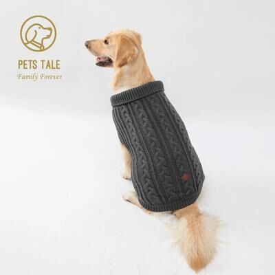 Inspire Select Knitted Dog Sweater For Winter Warm Pet Pullover For Small, Medium & Large Dogs gray 2xl