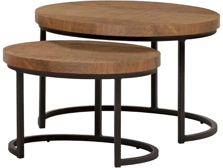 Couchtisch OMG DESIGN Rutger , schwarz (old teak, schwarz, old teak), B:52cm H:43cm T:71cm, Tische, Couchtisch, im 2er Set, variabel stellbar