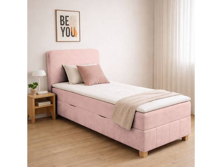 Boxspringbett mit Bettkasten 140 x 200cm Samt Tris Pink