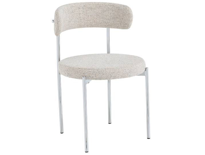 Polsterstuhl Femiss in Creme Bouclé mit verchromten Beinen