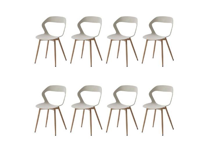 LuxusKollektion Esszimmerstuhl Esszimmerstuhl Metallbeine Rückenlehne 8er Set 8er Set Beige