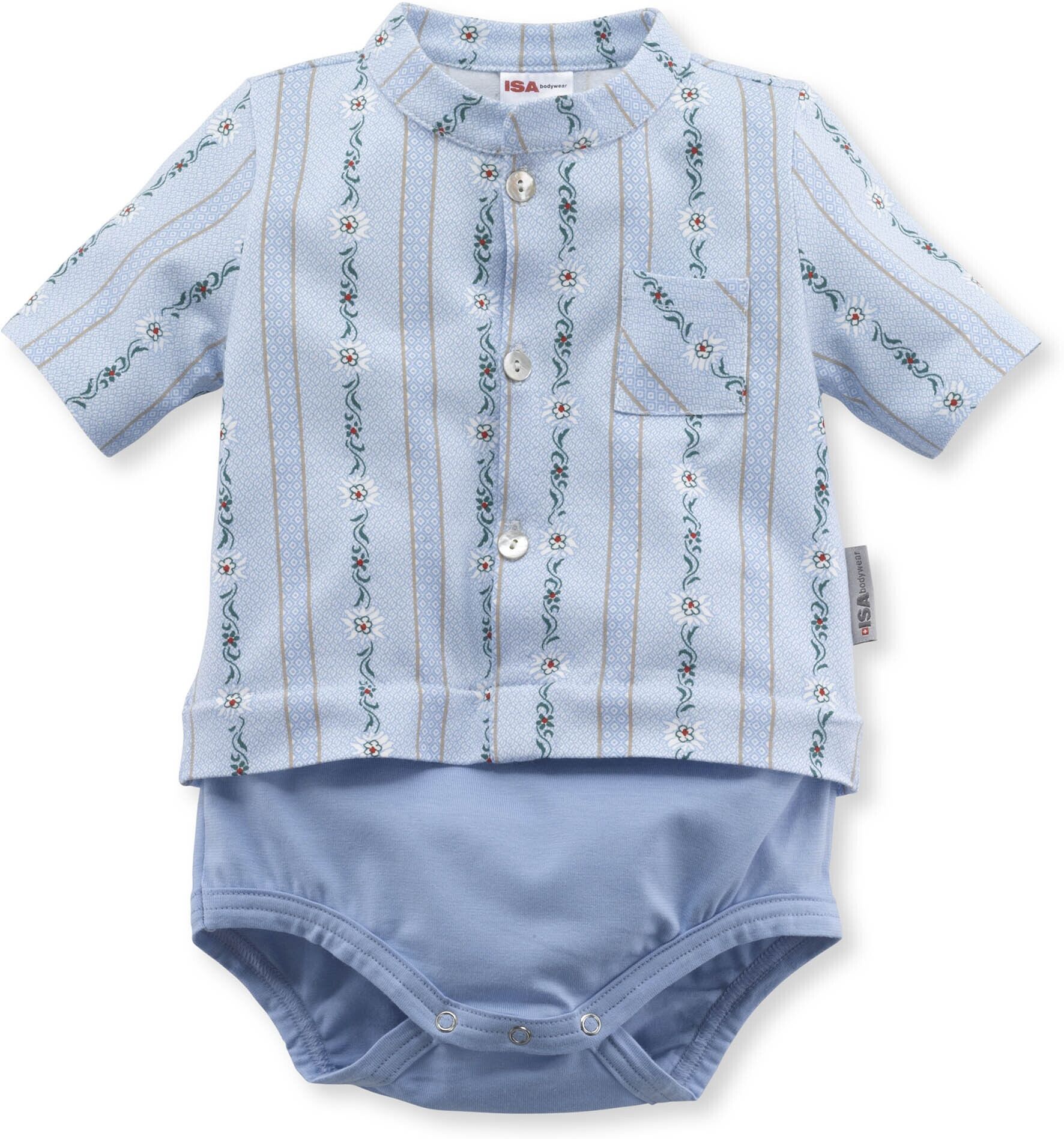 Body ISA BODYWEAR "Body kurzarm", Baby, Gr. 74, N-Gr, blau (stahlblau), Obermaterial: 95% Baumwolle CO. 5% Elasthan EL., Bodys Body stahlblau 74, N-Gr
