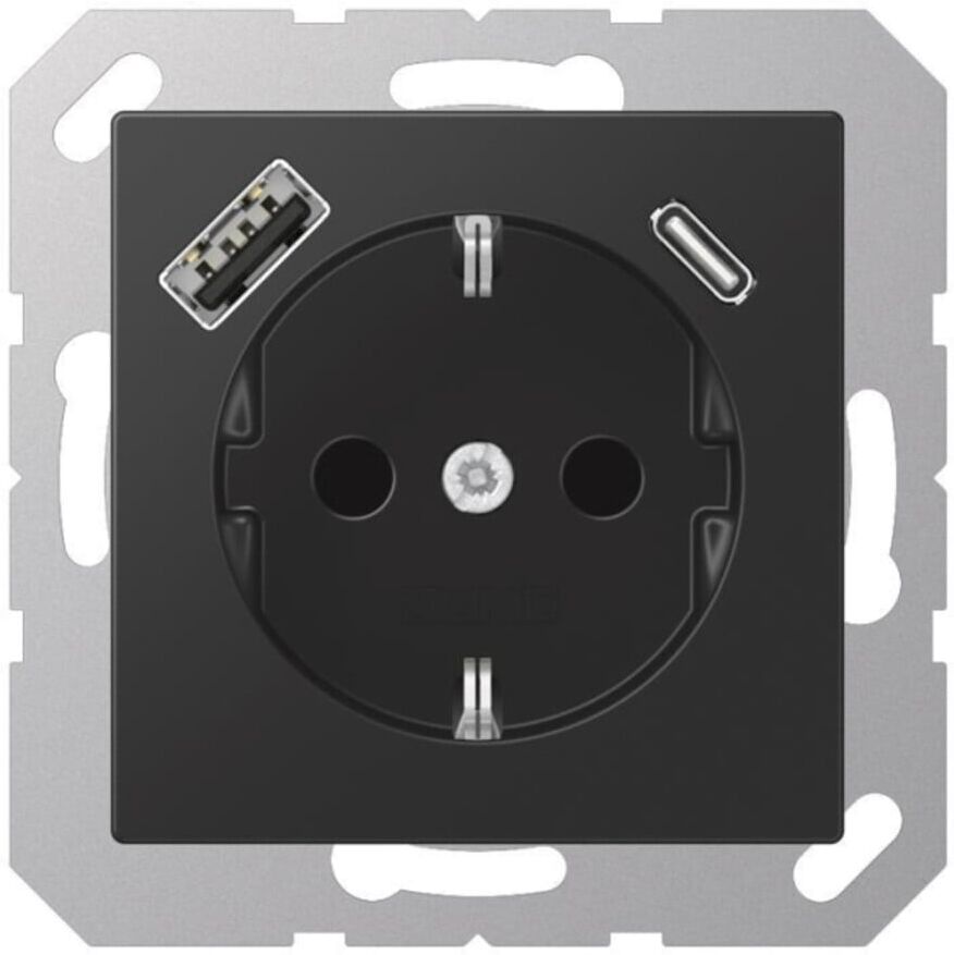 Jung SCHUKOsteckdose A1520-15CASWM USB graphitschwarz)