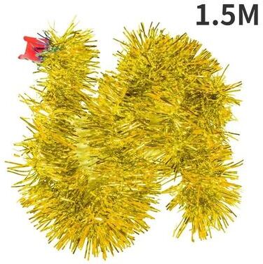 Uplifted Finds 1.8M Christmas Tinsel Ribbon Garland   Premium Star Ornamented PVC Hanging Decor For Home & Wedding Infrastructure b gold 2 Pcs