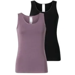 Schiesser 2P Modern Lace Top Lila/Schwarz Baumwolle 40 Damen