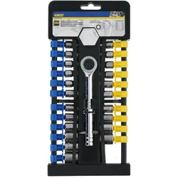 Kinzo, Steckschlüssel + Stecknuss, Steckschlüssel mit 1/4 Zoll Ratsche