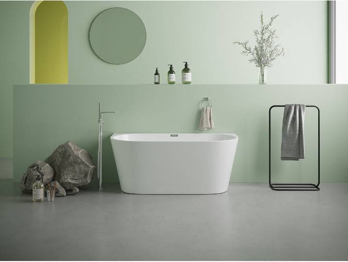Halb freistehende Badewanne 130 x 71,5 x 58 cm Acryl Weiß 175 L DIVINA