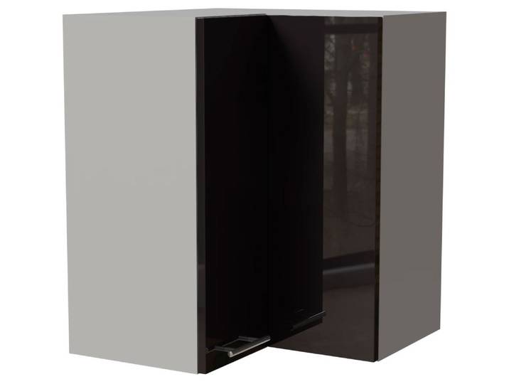 Feldmann-Wohnen Eckhängeschrank Essen (W12/60, 2-türig, 2 Einlegeböden, 1-St., moderne Optik, lackierte Fronten) 60x60x72cm grau - schwarz Hochglanz (ES-W12/60)
