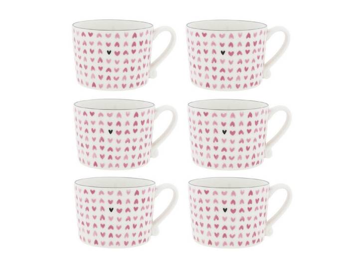 Bastion Collections Tasse Hearts all over, Keramik, Spülmaschinengeeignet, Weiß, Herzen, H: 7cm