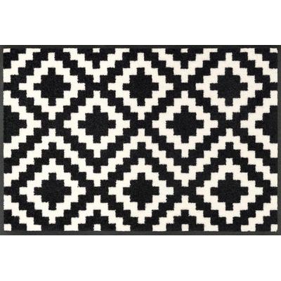 Fußmatte "Kalmar" Gr. 15, schwarz-weiß (weiß, schwarz), B:50cm H:7mm L:75cm, Kunstfaser, WASH+DRY BY KLEEN-TEX, Teppiche, Fußmatte, Schmutzfangmatte, rutschhemmend, waschbar