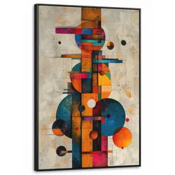 LEINWAND Bilder mit Rahmen - Vintage - Moderne Kunst - Orange - Geometrische Formen - 80x120