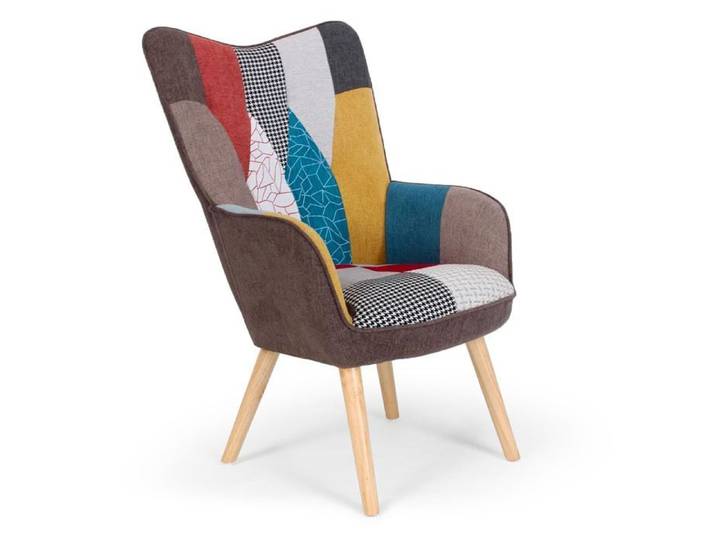 MENZZO Fauteuil scandinave Klarys Tissu Patchwork