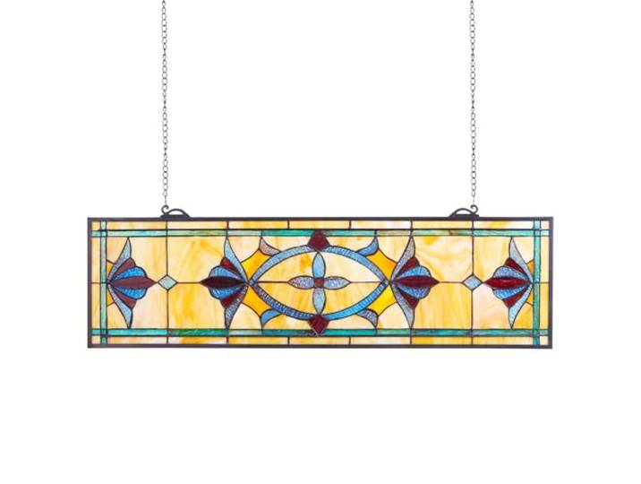 VEVOR Attrape-soleil Vitrail 81\,3 x 25 cm\, Vitrail Suspendu avec Chaîne\, Style Tiffany\, Rectangle Horizontal\, Artisanat Traditionnel Vintage pour la Décoration de la Cuisine et de la Maison Fenêtre