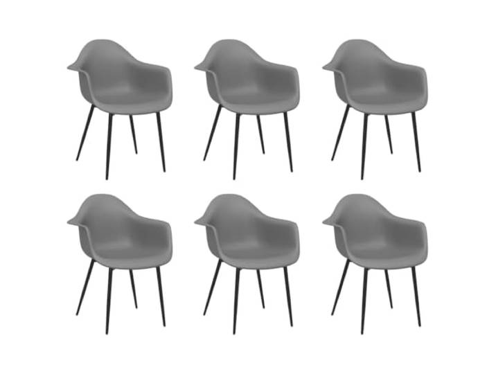 HKLGBVCR Essstühle, 6 Stück, Grau, Polypropylen Metallbeine, ergonomisch gebogene Rückenlehne, leicht zu reinigendes Polypropylen, max. 110 kg