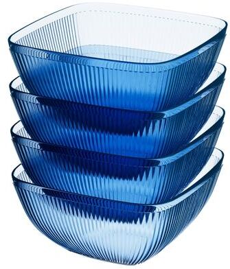 Elle Decor Blue Ribbed Set Of 4 Acrylic Bowls 13.52 Oz