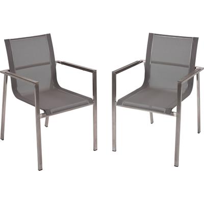 Stapelstuhl GARDEN PLEASURE "SIENNA, 2er Set", grau (grau, grau, grau), B:58cm H:90cm T:60cm, Edelstahl, Kunststoff, Stühle, Stapelstuhl, stapelbar